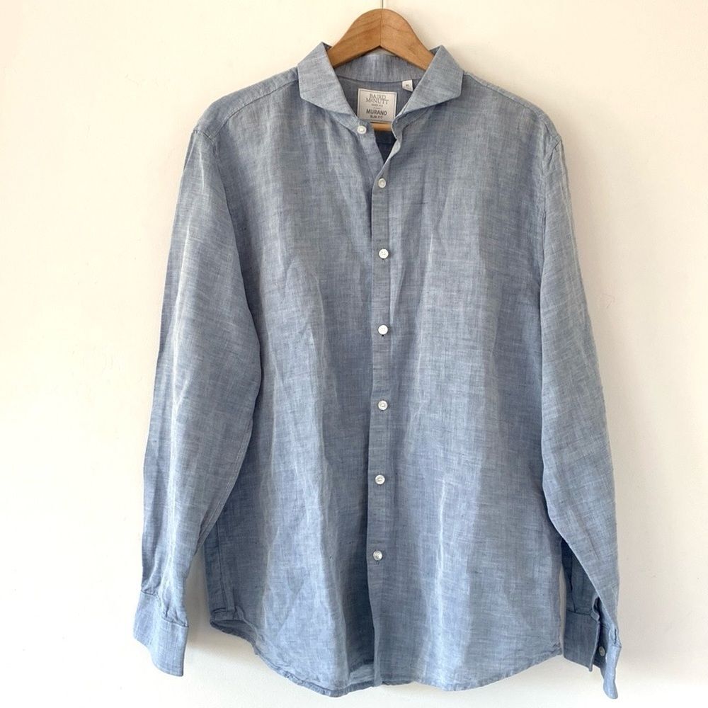 Baird McNutt x Murano Irish Linen Cotton Shirt Blue Preppy Nautical sz XL NWOT